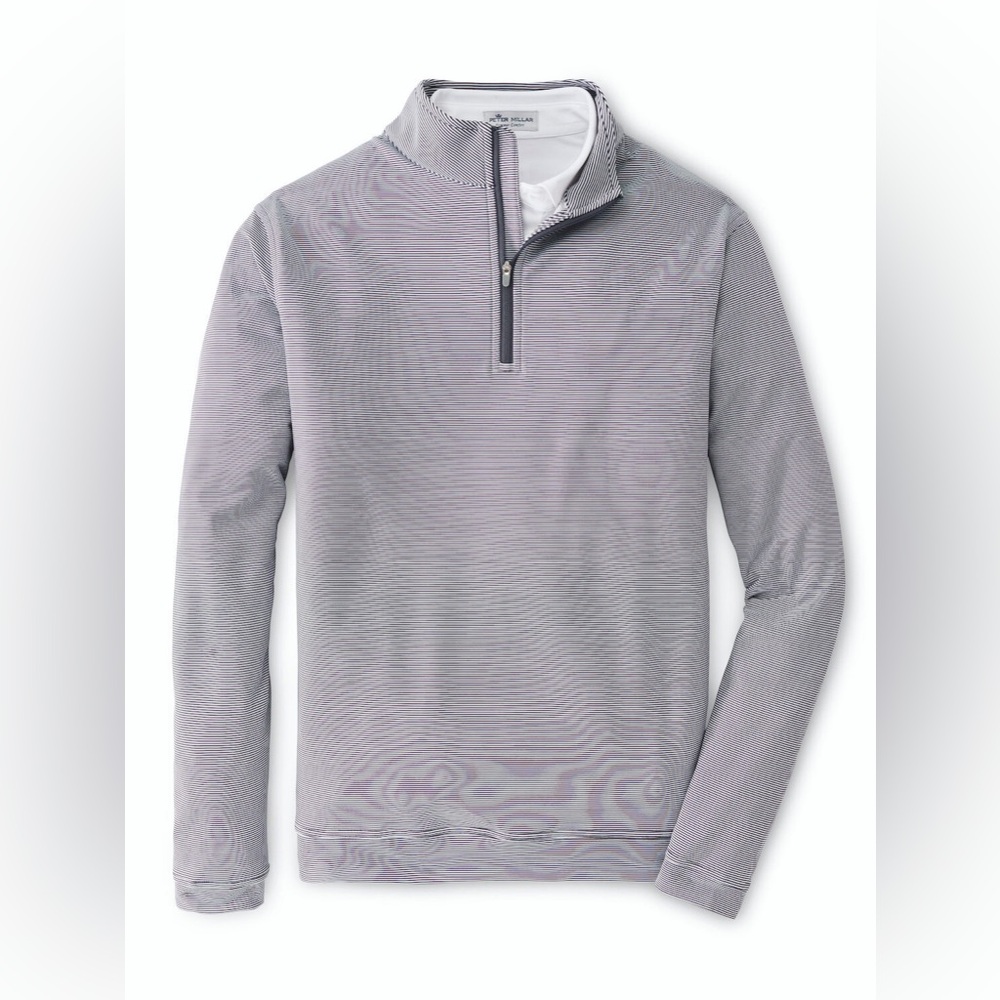 Peter Millar Iron Gray White Perth Sugar Stripe Quarter-Zip Golf Pullover